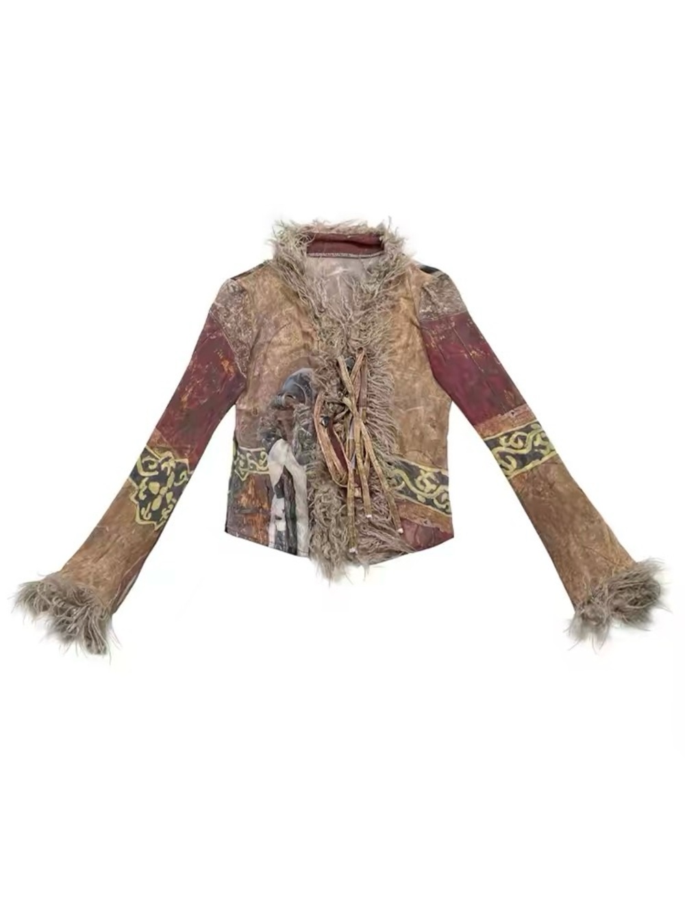 ๐ชถ Y2K Fairy Grunge Fur-Trim Jacket